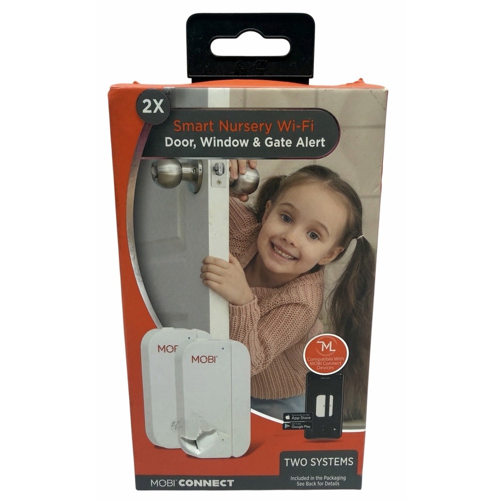 MOBI Connect Smart Nursery Wi-Fi Door Window Gate Alert 2-Pack New Damaged Box